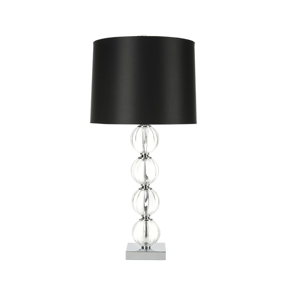 Safavieh LIT4006A AMANDA BLACK CRYSTAL GLASS GLOBE SILVER NECK AND SILVER BASE TABLE LAMP